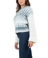 Fever Women's Aztec Design Sweater with Cuff Sleeve