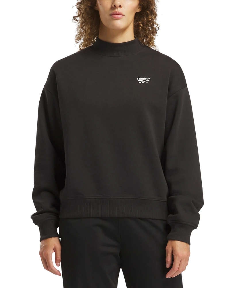 Reebok Women's Identity Cotton Fleece Mock Neck Sweatshirt