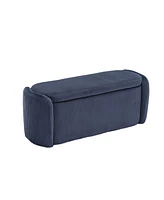 Storage Ottoman, Bedroom End Bench, Upholstered Fabric Storage Ottoman with Safety Hinge, Entryway Padded Footstool, Ottoman Bench for Living Room & B
