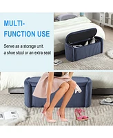 Simplie Fun Storage Ottoman, Bedroom End Bench, Upholstered Fabric Storage Ottoman with Safety Hinge, Entryway Padded Footstool, Ottoman Bench for Liv