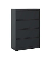 Streamdale Furniture Lateral File Cabinet 4 Drawer, Black Filing Cabinet with Lock, Lockable File Cabinet for Home Office, Locking Metal File Cabinet