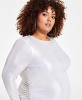 Nina Parker Trendy Plus Size Metallic Ruched Dress