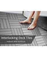 Streamdale Furniture Wood Plastic Composite Deck Tiles Set of 20pcs, Composite Decking Resist Rust, Water, Weather, Indoor&Outdoor, Easy to Diy & Main