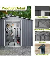 Streamdale Furniture 8x6 Ft Outdoor Tool Storage Shed with Metal Foundation & Lockable Doors, All Weather Metal Sheds for Garden, Patio, Backyard, Law