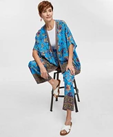 Jm Collection Womens Printed Open Front Kimono Pull On Pants Created For Macys