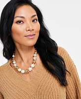 I.n.c. International Concepts Gold-Tone Chain-Wrapped Bead & Imitation Pearl All-Around Statement Necklace, 19" + 3" extender, Exclusively at Macy's