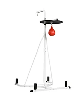 Simplie Fun 2 in 1 Punching Bag Stand, Adjustable Height Heavy Bag Stand with Weighted Base and Speed Bag, Freestanding for Home Gym