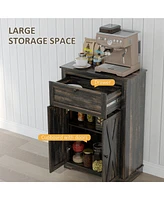 Farmhouse Barn Door Accent Cabinet, Kitchen Sideboard Storage Cabinet with Double Doors, Drawer, and Adjustable Shelf for Bedroom, Living Room