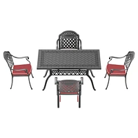 (Cushions In Random Colors)5-Piece Set Of Cast Aluminum Patio Furniture With Cushions