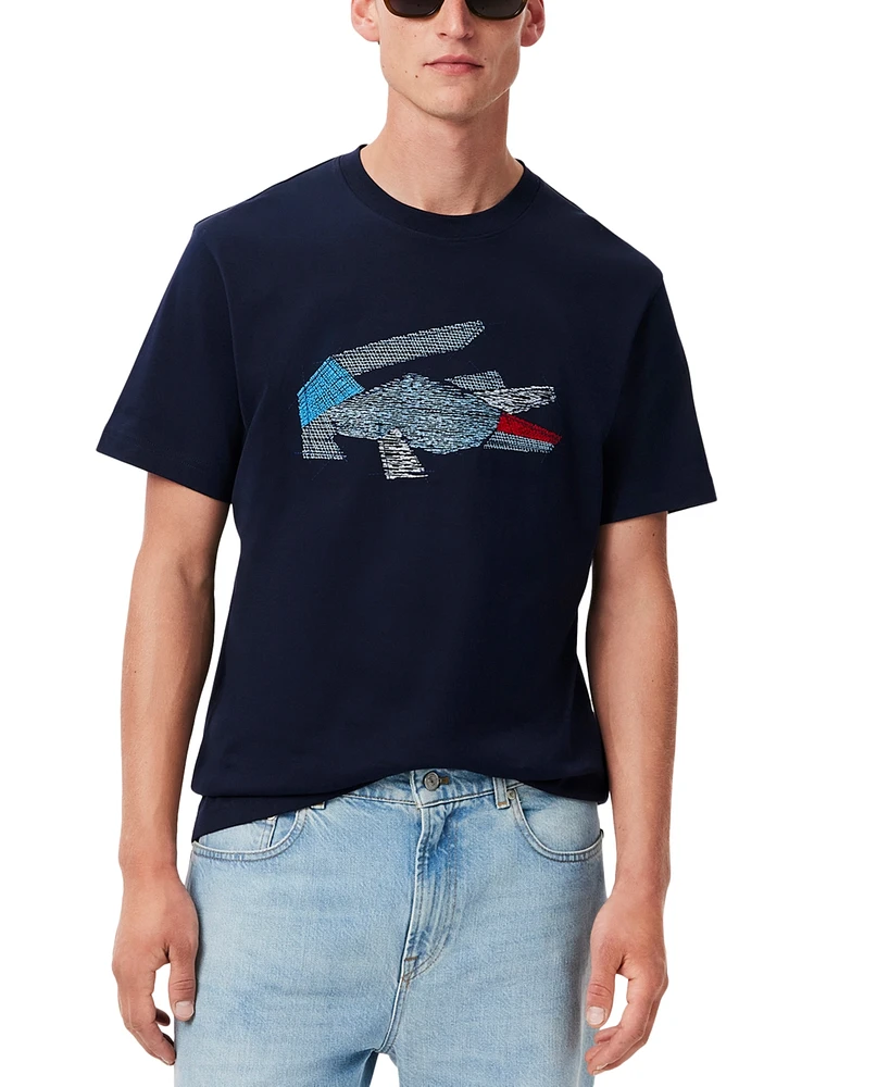 Lacoste Men's Short Sleeve Logo Graphic Crewneck T-Shirt