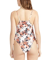 Volcom Juniors' Check Mate Printed Side-Tie One-Piece Swimsuit