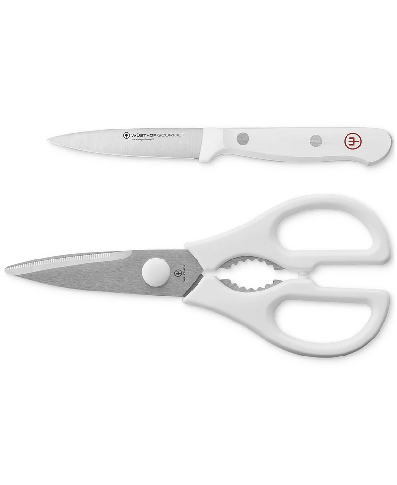 Wusthof Gourmet White 2-Pc. Paring Knife Shear Set