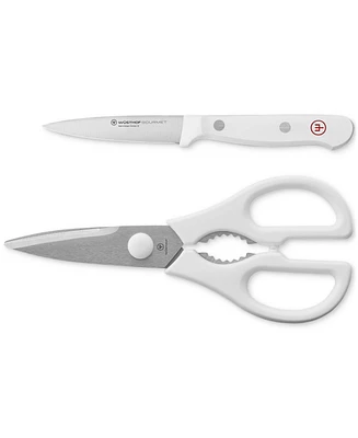 Wusthof Gourmet White 2-Pc. Paring Knife Shear Set