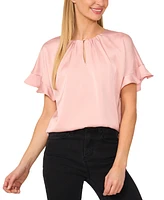 CeCe Women's Short-Sleeve Flutter Blouse