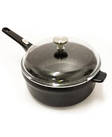 BergHOFF Gem 11" Nonstick Saute Pan 4.6Qt., Detachable Handle, Black, Glass Lid