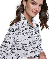 Karl Lagerfeld Paris Petite Printed Long-Sleeve Shirt