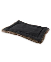 Details Pet Bed Mat, Plush Eyelash Faux Fur Calming Blanket Carpet Rug Mattress for Cats and Dogs inBordered Design