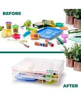 Sorbus Set of 12 Thin Clear Stackable Portable Project Case Fits 10"x12" - Snap-Tight Closure, Ideal for Board Games, Crafts, and Office Supplies