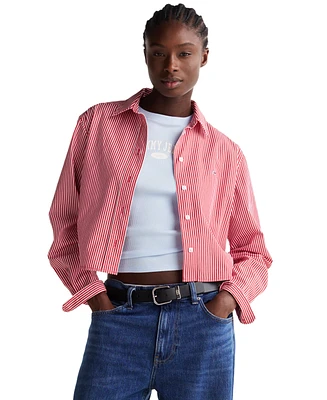 Tommy Jeans Women's Cropped Relaxed Poplin Shirt