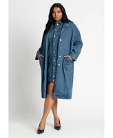 Eloquii Women's Denim Overcoat