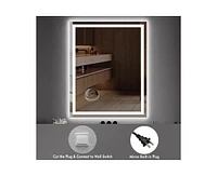 gaomon 40"x 32" Led Bathroom Mirror with Front and Backlit, Stepless Dimmabl, Anti-Fog, Shatter