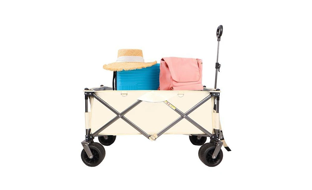 Slickblue Folding Heavy Duty Utility Beach Wagon Cart with Big Wheels for Sand