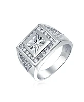 Bling Jewelry Princess Cut Cubic Zirconia Big Statement Ring .925 Silver