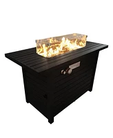 Mondawe 24" H Steel Propane Outdoor Fire Pit Table With Lid