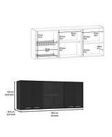 Depot E-shop Oceana 150 Wall Double Door Cabinet With Glass, Four Interior Shelves, Glass