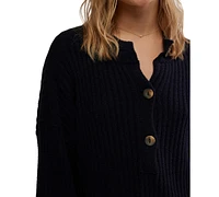 Free People Womens's Cocoa Henley Sweater