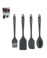 Hamilton Beach Silicone Baking 4pc Tool Set with Turner, Spoon, Spatula, Brush, Cooking Utensil Sets | Heat Resistant Silicone Spatula | Kitchen Utens