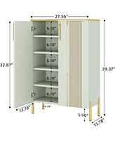 Tribesigns Shoe Cabinet with Doors, 6-Tier Shoe Storage Cabinet with Adjustable Shelves, Wooden Shoes Rack Shoe Storage Organizer for Entryway