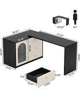 Tribesigns L Shaped Computer Desk with Drawers, Modern Corner Home Office Reversible Storage Cabinet, Long Study Writing Workstation fo