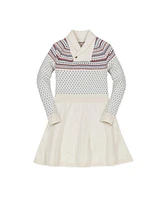 Hope & Henry Baby Girls Organic Shawl Collar Fair Isle Sweater Dress