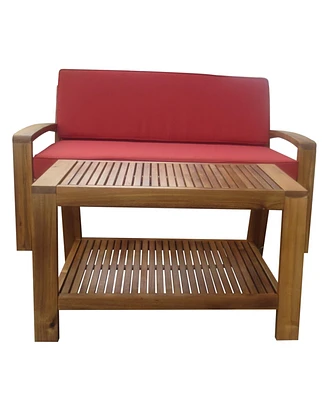 Streamdale Furniture Grenada Love Seat + Coffee Table + Red Cushion