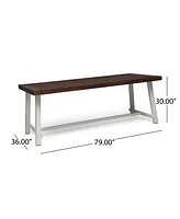 Streamdale Furniture Carlisle Industrial Outdoor Dining Table: Modern Metal And Acacia Wood For 8