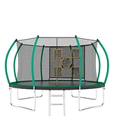 12FT Trampoline, Outdoor Trampolines for Kids and Adults, Recreational Trampoline with Enclosure Net & Ladder, Round Trampoline Astm Approved
