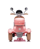 12V Two-seater Kids Ride On Electric Motorcycle, Three Wheels Kids toy with Slow Start, Multi-function player, Usb, Bluetooth, light, Backseat flip ad