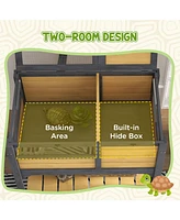 Streamdale Furniture Tortoise Habitat with Shelf Storage, Tortoise Enclosure with Weather Protection, Tortoise Gift Accessory, Reptile Enclosure with