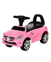 Simplie Fun Kids Ride On Push Car, Foot-to-Floor Walking Sliding Toy Car for Toddler with Working Horn, Music, Headlights and Storage, Pink