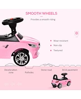 Simplie Fun Kids Ride On Push Car, Foot-to-Floor Walking Sliding Toy Car for Toddler with Working Horn, Music, Headlights and Storage, Pink