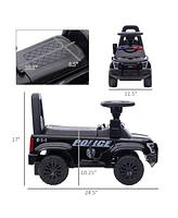 Streamdale Furniture Kids Push Ride On Car with Working Pa System and Horn, Police Truck Style Foot-to