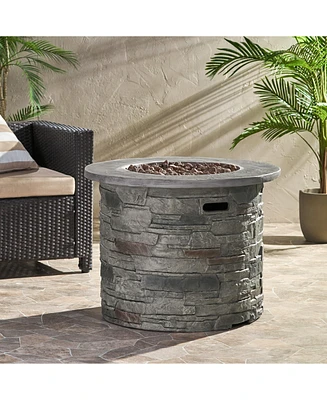 Streamdale Furniture Outdoor 32" Round Mgo Propane Fire Pit, Grey Top - 40,000 Btu