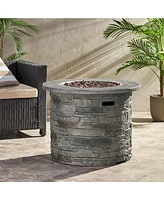 Streamdale Furniture Outdoor 32" Round Mgo Propane Fire Pit, Grey Top - 40,000 Btu