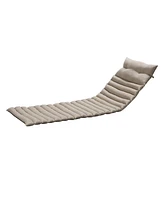 2PCS Set Outdoor Lounge Chair Cushion Replacement Patio Funiture Seat Cushion Chaise Lounge Cushion-khaki