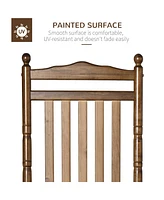 Traditional Wooden High-Back Rocking Chair for Porch, Indoor/Outdoor, Brown