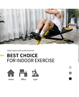 Adjustable Hyper Extension Dumbbell Weight Bench, Foam Leg Holders, Exercise Abs, Arms, Core, Strength Workout Station for Home Gym, Yellow