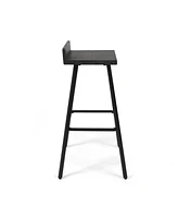 Simplie Fun Bidwell Acacia Wood And Iron Bar Stools With Footrests