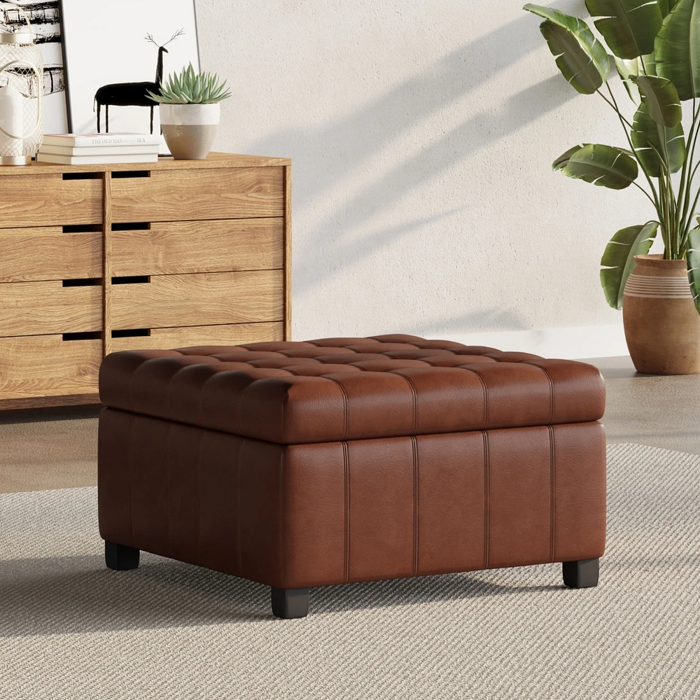 Streamdale Furniture Luxurious Faux Leather Ottoman With Ample Storage And Soft-Close Hinges