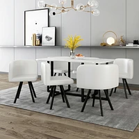Simplie Fun Modern 7 Pieces Dining Table Set, Rectangle Dining Table with 6 Chairs for Dining Room, Kitchen